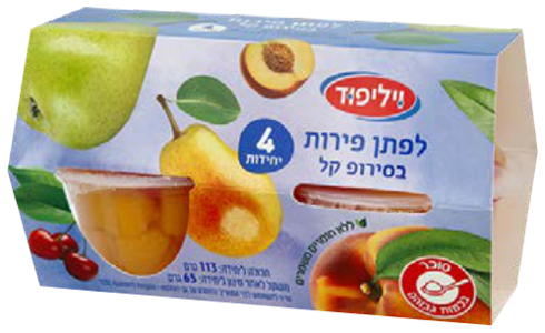 רביעיית לפתן פירות בסירופ קל 113גרם